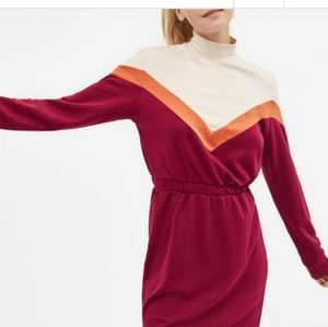Bershka Plush Jersey Colorblock Dress